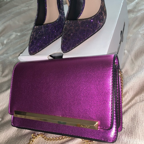ALDO purple cheetah heels with matching bag - Picture 5 of 6